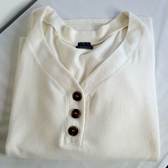 Out From Under Women's Cream 3 Button Front Popover Top M - Picture 1 of 5